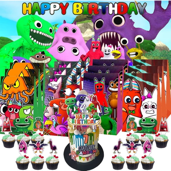 Garten of Banban Goodie Bags Treat Candy Decorations Party Favor Supplies Birthday Cake Topper Backdrop Banner