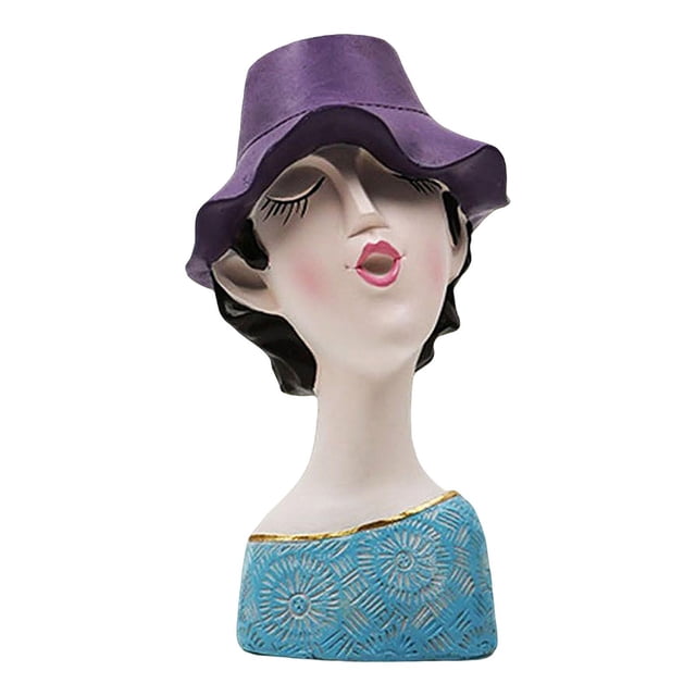Figura de resina de belleza, jarrón, cabeza humana, maceta, busto, estatua, escultura, macetas Violeta