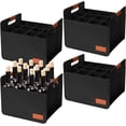 thumbnail image 1 of Windyun 8 Pcs 12 Bottle Wine Carrier with Reinforced Cardboard Set Reusable Felt Wine Carrier Tote Bag with Handles 14.57 x 12.6 x 10.63 Inch Collapsible Ratafia Packing Boxes for Moving (Black), 1 of 7