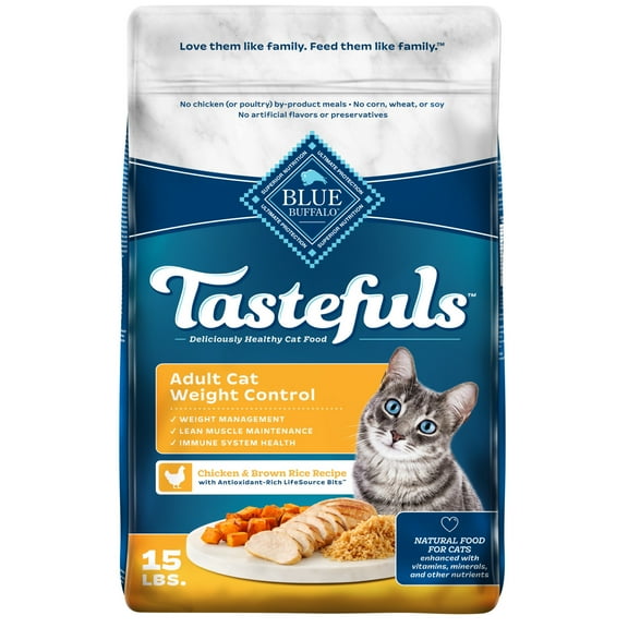Blue Buffalo Tastefuls Natural Dry Cat Food, Weight Control, 15-lb. Bag
