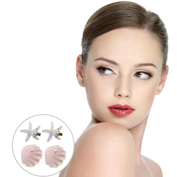 HONITANO 4Pcs Decorative Hair Clips Pink Shell Hairpins Party And Holiday Use
