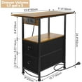 thumbnail image 3 of Nightstand with Charging Station, Narrow Side Table with USB & Type-C Ports, End Table with 2 Drawers and Shelves, Wood Bedside Table for Living Room, Bedroom, Office, Small Spaces, 3 of 7