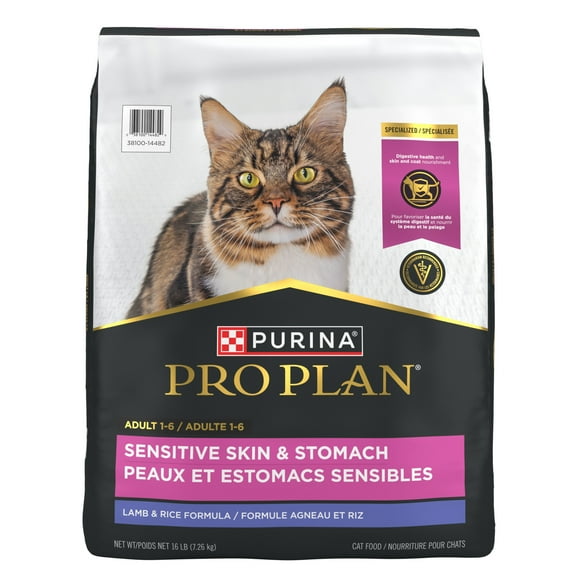 Purina Pro Plan Specialized Sensitive Skin & Stomach Lamb & Rice, Dry Cat Food, 7.26 kg
