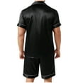 thumbnail image 6 of TKYCMSUAKI Mens Short Sleeve Tee and Shorts Set Satin Pajamas 2 Piece Set Cozy Silk Nightshirt Sleepwear, 6 of 6