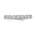 thumbnail image 4 of Auriga Fine Jewelry 14K White Gold Diamond and Pink Sapphire Heart Band Size 7for Women, 4 of 6