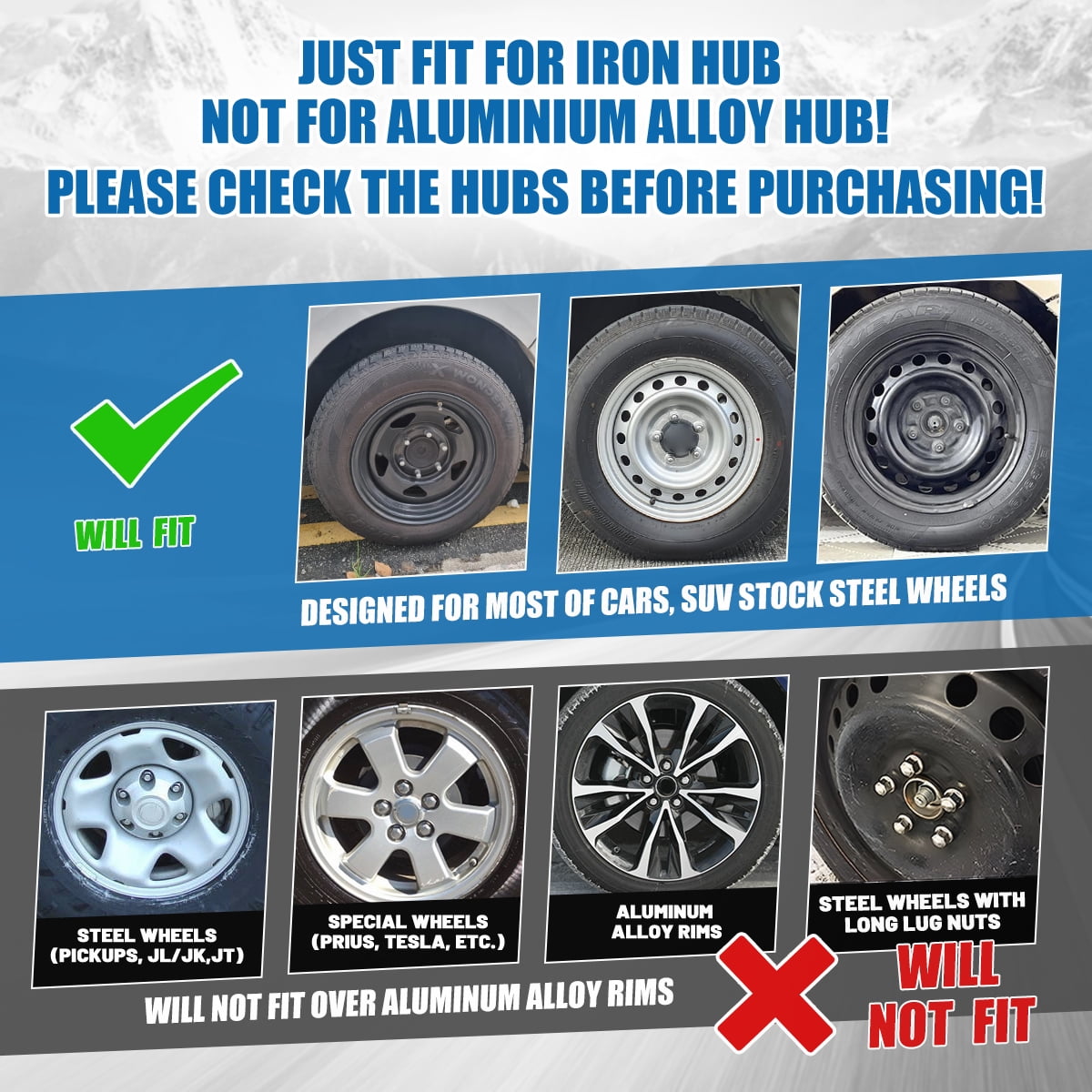4Pcs Wheel Rims Cover,14 inch Universal Hubcap for Steel Wheel Rims Cover,Snap on Installation with Retention Rings,Silver Lacquer & Black Lacquer