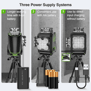 Huepar 3D 12 Lines Self-Leveling Laser Level 3 x 360 Green Beam Cross Line Lasers Level Tools with LCD Screen and Bluetooth