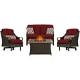 thumbnail image 6 of Hanover Ventura 4-Piece Fire Pit Lounge Set with Glazed Faux-Wood Tile Top, 6 of 11