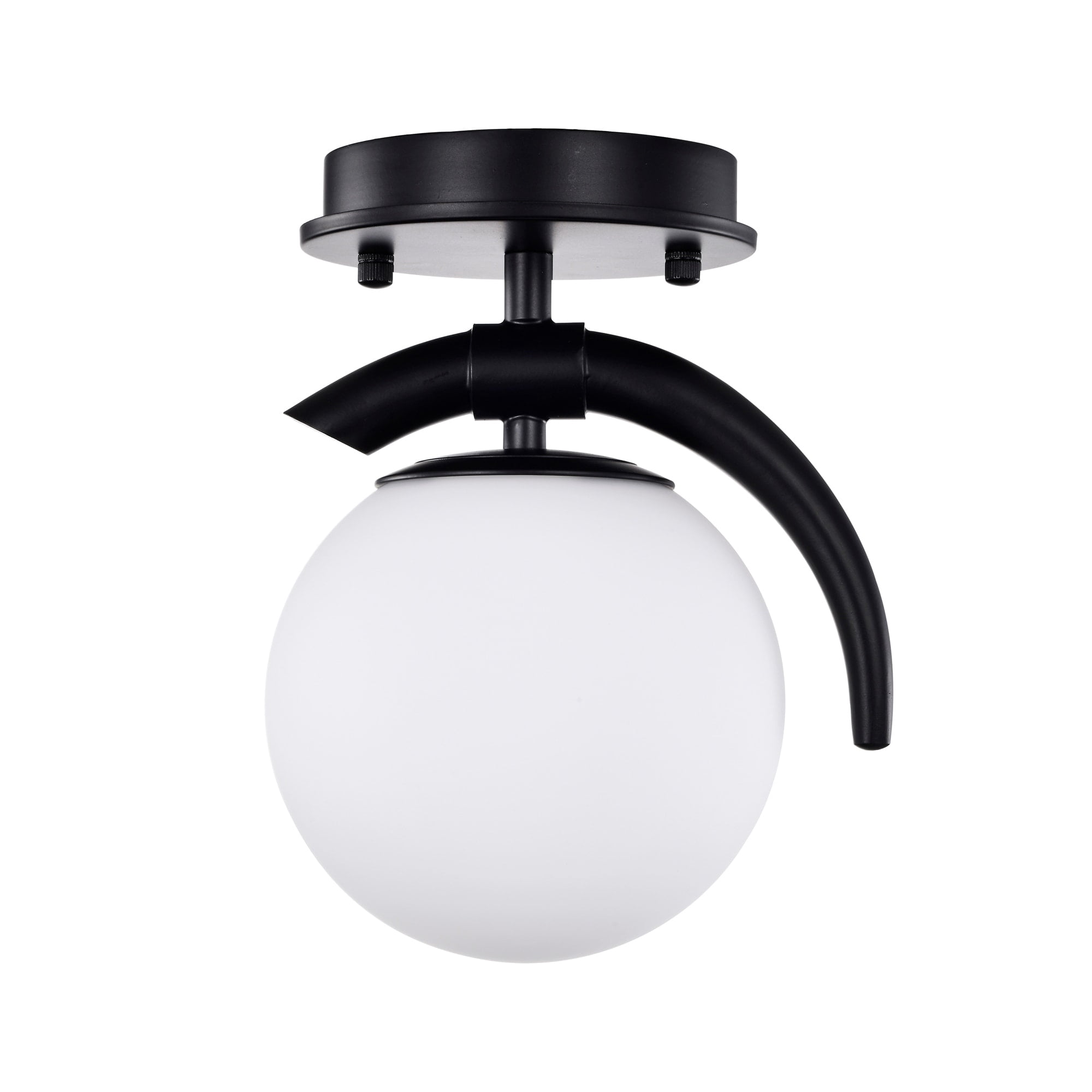 Samina 7 in. 1-Light Indoor Matte Black Finish Semi-Flush Mount Ceiling Light with Light Kit