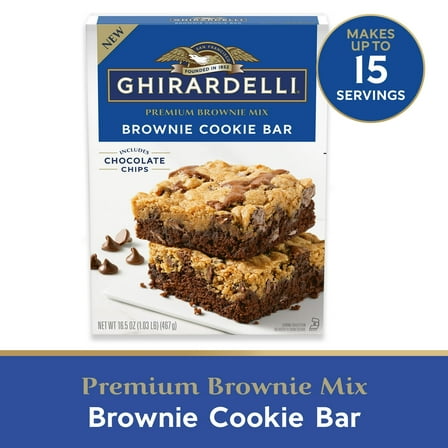 Ghirardelli Brownie Cookie Bar, Premium Brownie Mix, 16.5 oz Box, Pack of 4