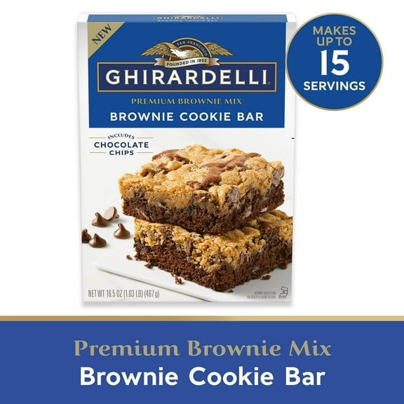 Ghirardelli Brownie Cookie Bar, Premium Brownie Mix, 16.5 oz Box, Pack of 4
