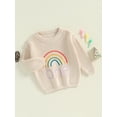 thumbnail image 3 of Suealasg Infant Girl Knit Sweater Birthday Clothes Long Sleeve Rainbow Embroidery Chunky Pullover Sweater 9 12 18 Months Baby Girl Fall Winter Warm Sweater, 3 of 7