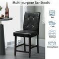 thumbnail image 6 of Gymax Set of 2 Bar Stools Tufted Counter Height Pub Kitchen Chairs w/ Rubber Wood Legs, 6 of 10