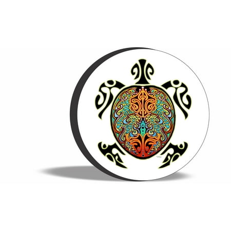 TIRE COVER CENTRAL Turtle tribal black & white graphic spare Tire Cover for fits camper jeep rv scamp trailer(drop down size menu-all sizes available)