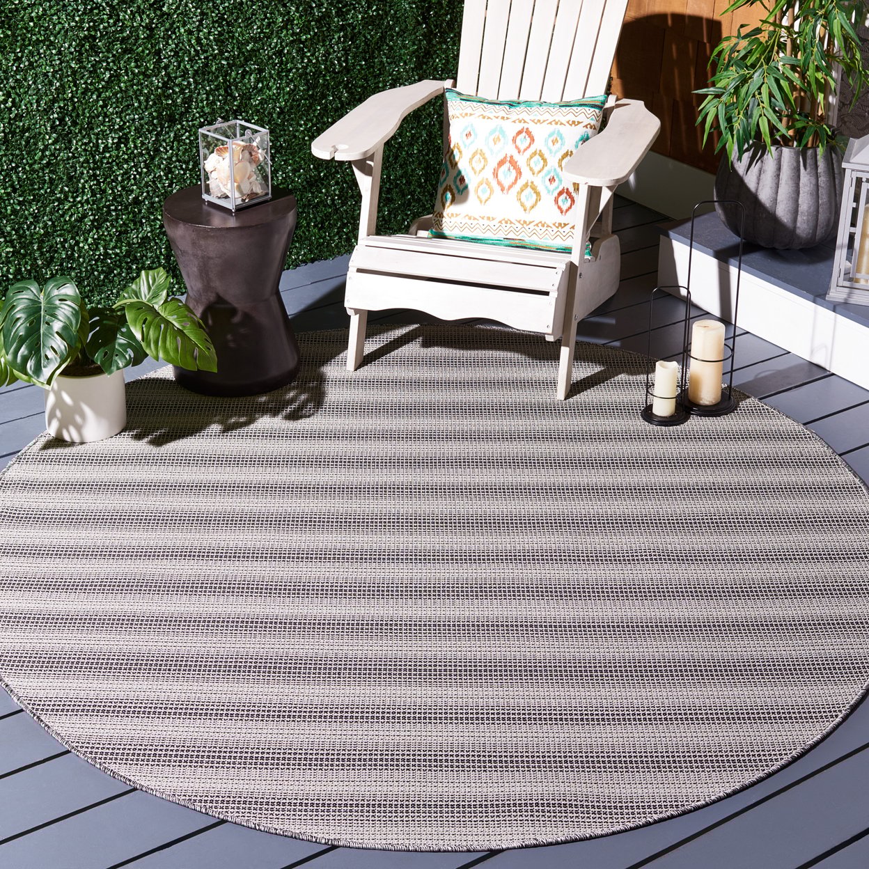 thumbnail image 6 of SAFAVIEH Hampton Duana Striped Indoor/Outdoor Runner Rug, Black/Grey, 2' x 9', 6 of 9