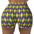 thumbnail image 2 of Logiee Mardi Gras Print Women's Biker Shorts,Workout Gym Shorts,Scrunch Shorts,Tummy Control Hidden Scrunch Running Yoga Shorts-Medium, 2 of 8