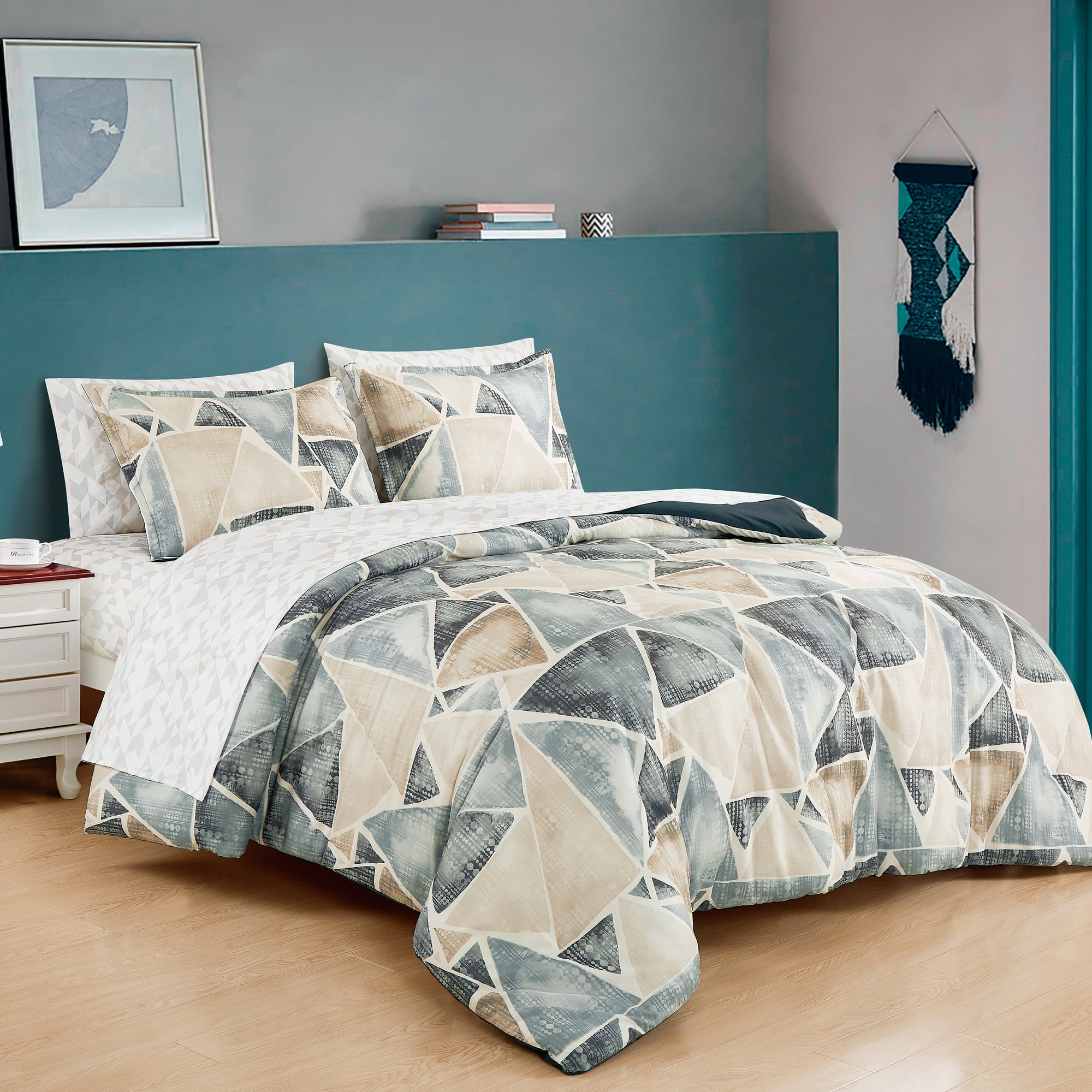 EvJK 7-Piece Comforter Set – Warm & Cozy Polyester, Plush & Cozy, Reversible, Decorative Bedding Set – Twin