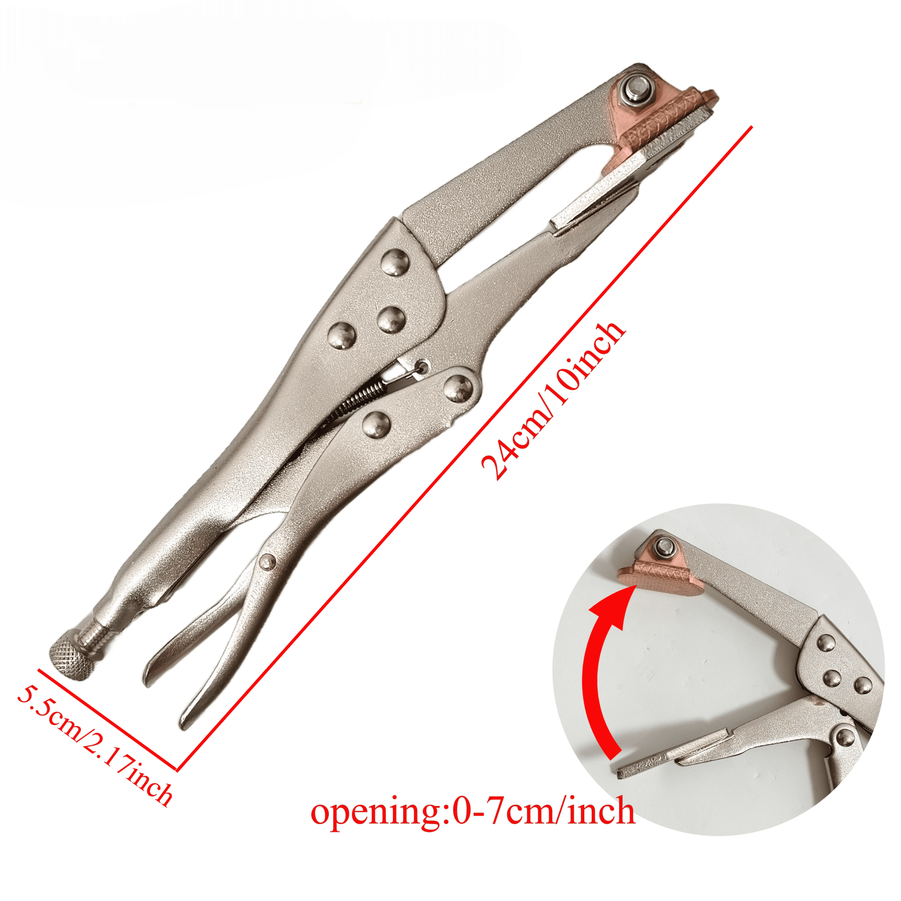 Plug Weld Pliers, Locking Welding Pliers with Copper Pads, Up to 2.7" Opening | Sheet Metal Clamp for Plug Welds, Auto Body & Metal Fabrication