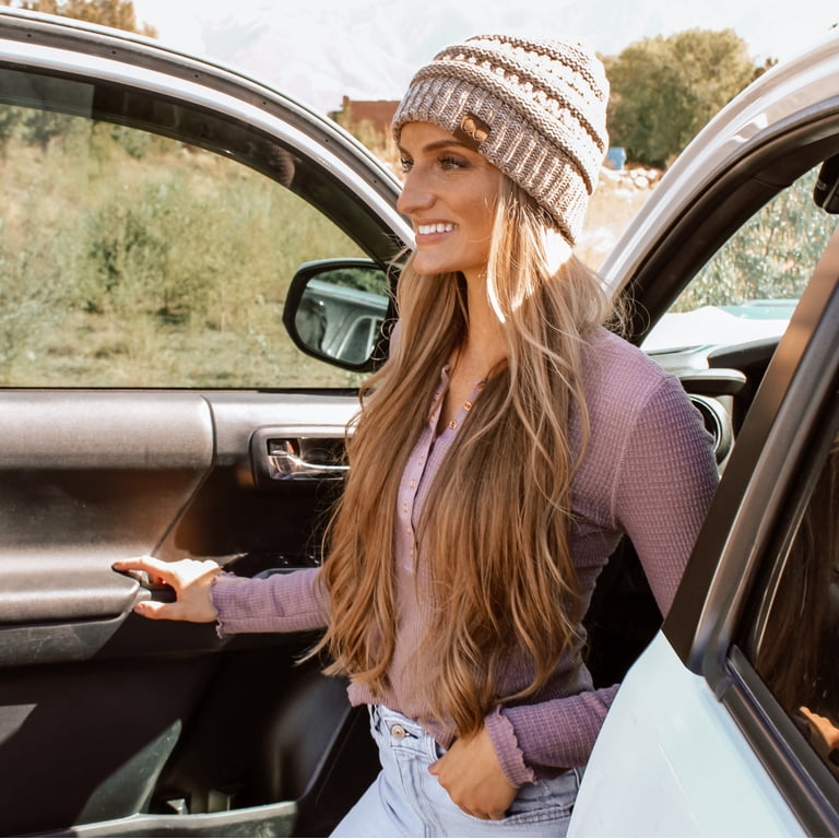 C.C Two-Tone Super Soft Beanie Soft Knit Cozy Hat, Taupe  display picture 1