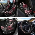 thumbnail image 2 of LedBack Butterfly Printed Car Seat Covers Full Set for Women Men Rose Printed Steering Wheel Covers Car Seat Belt Pads Armrest Pad Covers Car Mirror Accessories, 15 Pcs Car Accessories, 2 of 3