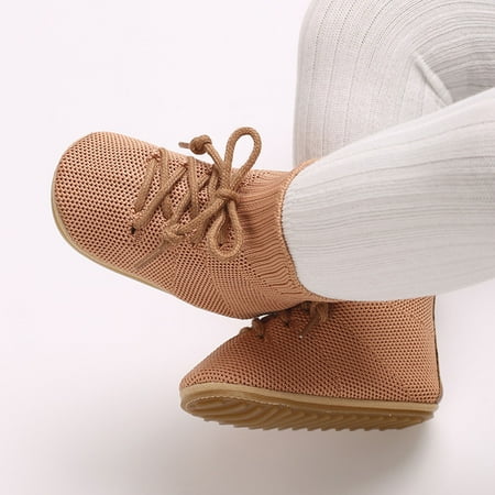 

Hipattires Baby Shoes for Girls Solid First Walking Non Slip Brown Fashion Comfortable Boys Shoes
