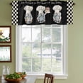 thumbnail image 3 of Chef Gnomes Curtain Valances for Windows, Kitchen Valance Window Treatments Panel 2 Pack, Black White Plaid Dessert Maker Cake Rod Pocket Short Curtains for Bathroom Bedroom 42 x 12 Inch, 3 of 8