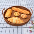 thumbnail image 3 of Injueey Bandeja tejida hecha a mano, bandejas de almacenamiento redondas con asa, de fruta ligero, cesta de almacenamiento de cocina Decoración del hogar Marrón 35 cm * 4.5 cm, 3 of 6
