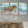 thumbnail image 3 of wall26 - 3 Piece Framed Canvas Wall Art - Happy Dog Bulldog Running at The Sea - Modern Home Art Stretched and Framed Ready to Hang - 24"x36"x3 NATURAL, 3 of 5