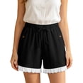 thumbnail image 7 of Womens Casual Lace Shorts Baeitkot Womens Casual Lace Shorts Elastic Waist Drawstring Loose Comfy Summer Shorts with Pockets Black L, 7 of 7