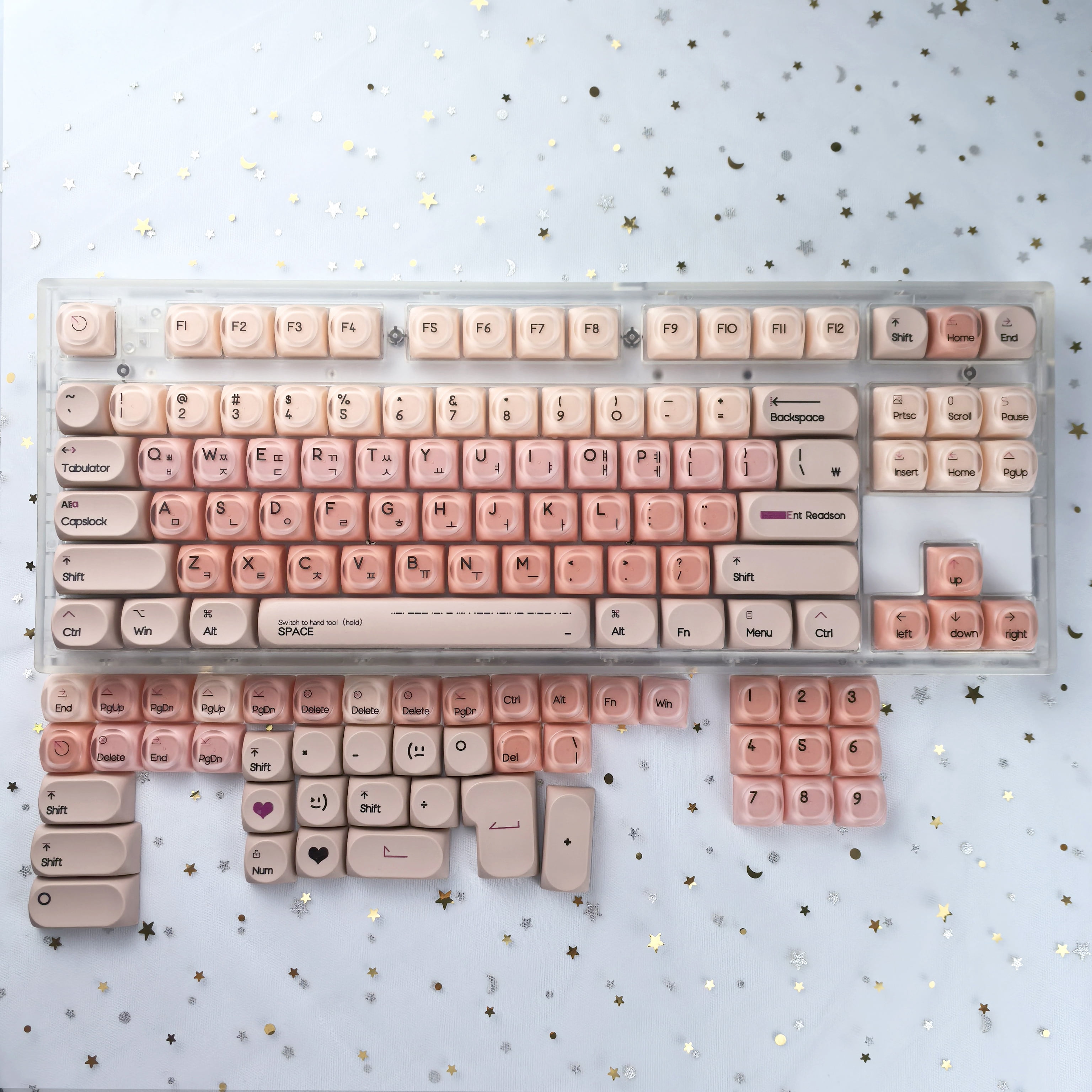 Pink Korean Keycaps Liquid Foundation 136 Keys Hoa Pbt+Pc Round Pink Cute Keycap Azerty/French/Thai Keyboard Keycaps