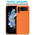 thumbnail image 4 of Case with Clip for Galaxy Z Flip 4 5G, Nakedcellphone [Grid Texture] Slim Hard Shell Cover and [Rotating/Ratchet] Belt Hip Holster Combo for Samsung Z Flip4 Phone (SM-F721U, 2022) - Bright Orange, 4 of 10