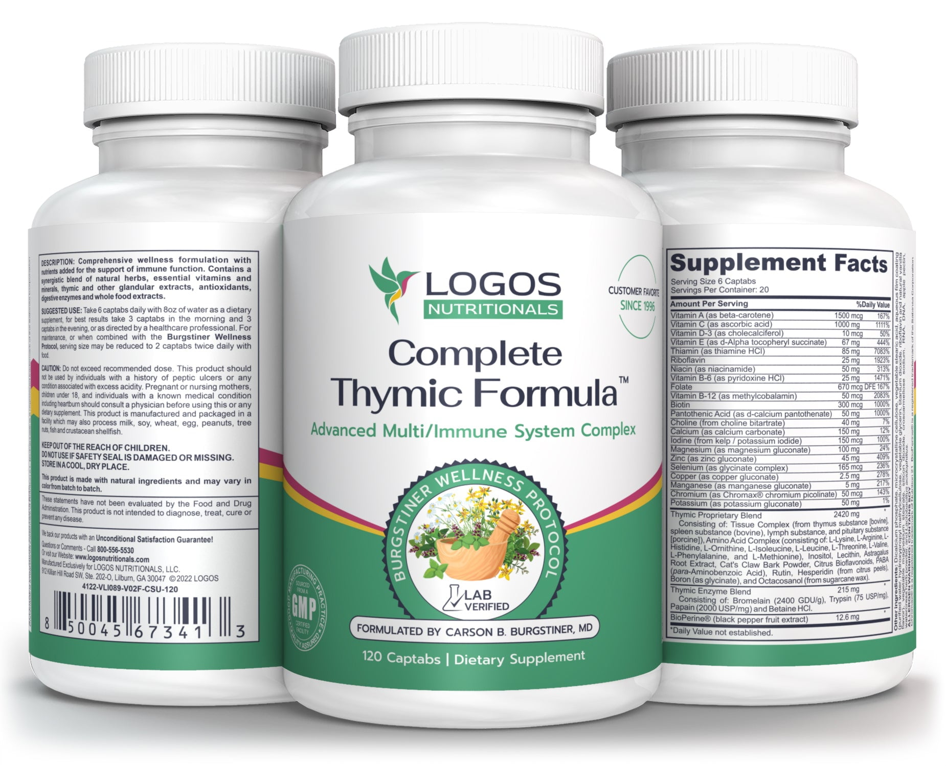 Logos Nutritionals Complete Thymic Formula™, Comprehensive Multivitamin