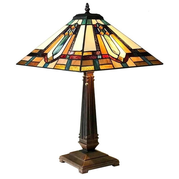 CHLOE Archie Tiffany-Style Mission Stained Glass Table Lamp 24" Height