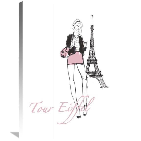 Global Gallery Avery Tillmon 'French Chic I Pink on White' Canvas Wall Art