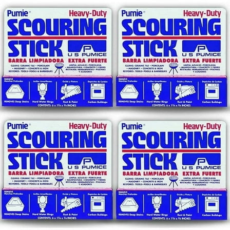 Pumie U.S. Pumice Scouring Stick, Heavy Duty Extra Strong Cleaning Bar, 4 Pack