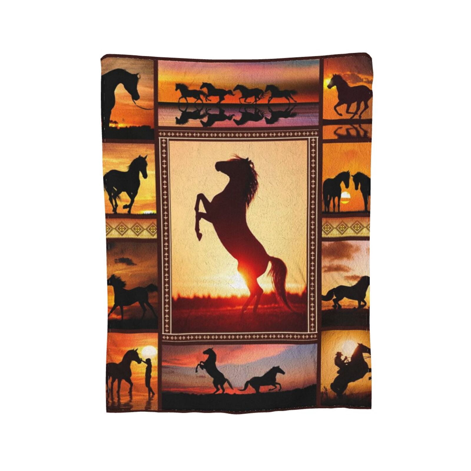 SPXUBZ Horse Blanket Wild Horse Blanket Flannel Blanket Sofa Couch Warm Soft Bed Blanket for All Season 50x60in