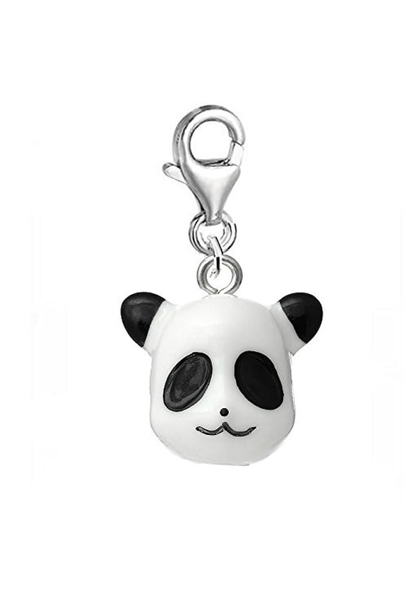 Resin Black and White Panda Dangling Clip on Pendant Charm for Bracelet or Necklaces