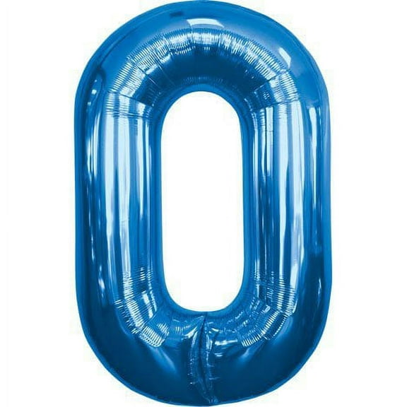 Number 0 - Blue Helium Foil Balloon - 34 inch