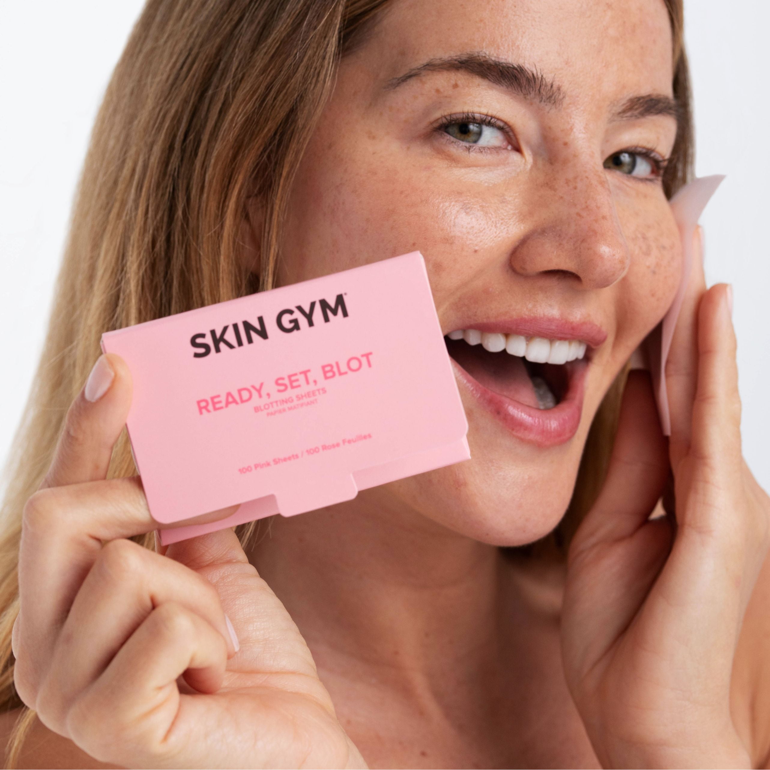 (2 pack) Skin Gym Ready, Set, Blot Pink Blotting Papers 100 Count, Eco-Friendly, Biodegradable, On-the-Go Blotting Papers to Absorb Oil and Shine