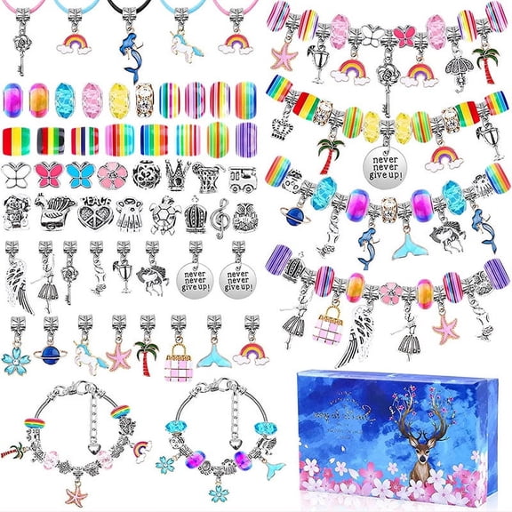 112Pcs Classic Charms Bracelet Making Kit For Girls