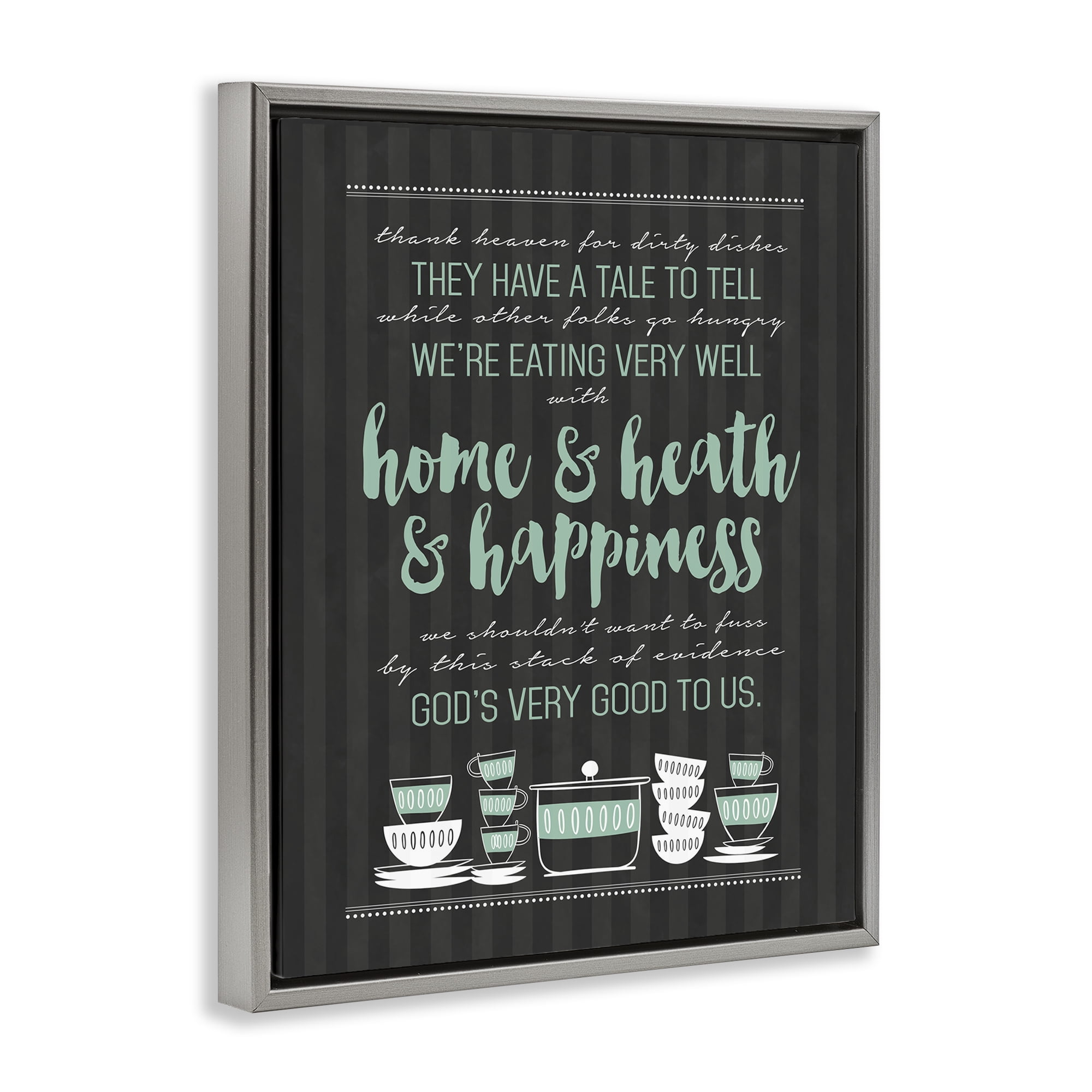 God's Good To Us Kitchen Gray Framed Floater Canvas Wall Art, design by Lettered and Lined