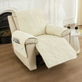 thumbnail image 2 of Yumcute Palm Leaves Velvet Plush Quilted Recliner Chair Cover Anti-Slip Super Soft Furniture Protector with Elastic Straps for Kids, Dogs, Pets Beige 24in, 2 of 13
