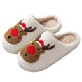 thumbnail image 1 of Pantuflas Wdftyju Mujer Hombre Navidad Ciervos Esponjosas, 1 of 9