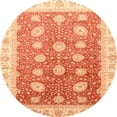 thumbnail image 1 of Ahgly Company Indoor Round Abstract Orange Red Oriental Area Rugs, 4' Round, 1 of 6
