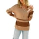 thumbnail image 3 of VISgogo Mujer Otoño Invierno Jersey de Punto Manga Larga Solapa Cremallera Patchwork Sudadera VISgogo moda, 3 of 9