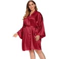 thumbnail image 2 of GFDYREE Women's Plus Size Satin Robes Plus Size Silky Kimonos Robes Sleepwear,Short, 2 of 5