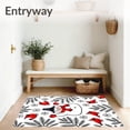 thumbnail image 3 of ODIKA 8'x10' Machine Washable Non-Slip Area Rug, Festive Snowman Cardinal Winter Forest Holiday Bath Accessory High Traffic Rug, Red, 734854, 3 of 7