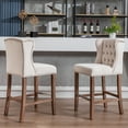 thumbnail image 2 of UWR-Nite Upholstered Bar Stools Set of 2, 27" Wingback Counter Height Barstools with Back Velvet Button Tufted Island Stool Chairs Nailhead Trimmed for Kitchen Pub Cafe Restaurant, 2 of 7