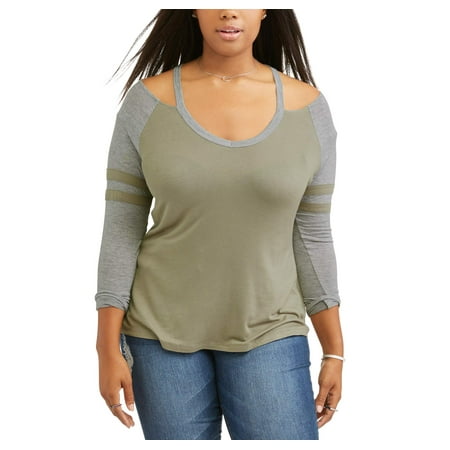 Juniors' Plus Cold Shoulder Athletic Tee