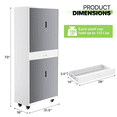 thumbnail image 2 of Magshion 73" Metal Garage Storage Cabinet with Locking Doors & Drawer, Adjustable Shelves for Home, Office, Grey White, 2 of 10